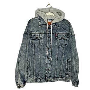Vetements X Levi's Oversized Denim Hooded Jacket Unisex Acid Wash Streetwear M